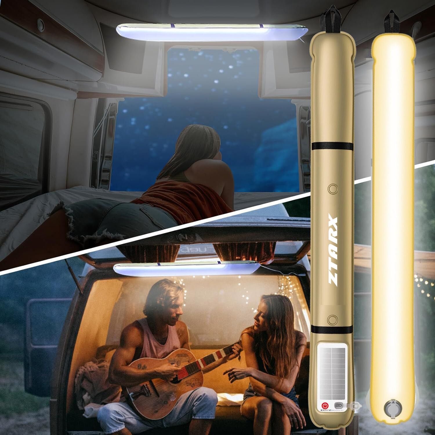 ZTARX Tube-S2.0 (khaki)Solar & USB Charging Inflatable LED Tube: Versatile Lighting for Outdoor Adventures