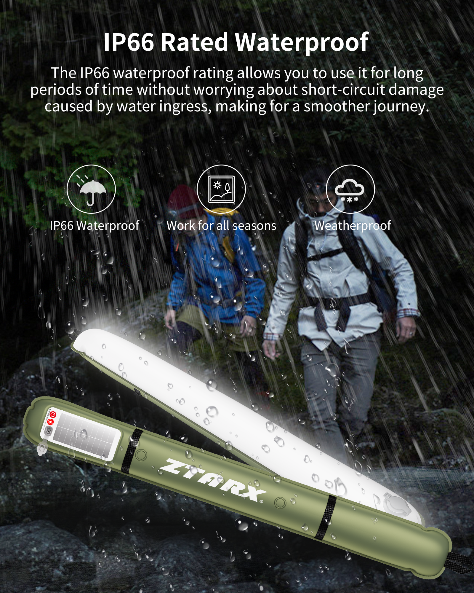 Ztarx Tube-A2.0-86 Rainbow LED Tube with Solar & USB Charging Built-in Battery