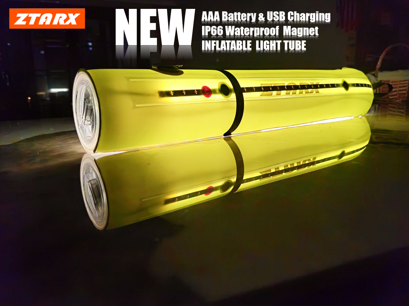 ZTARX USB Charging & AAA Battery Inflatable LED Tube for Camping
