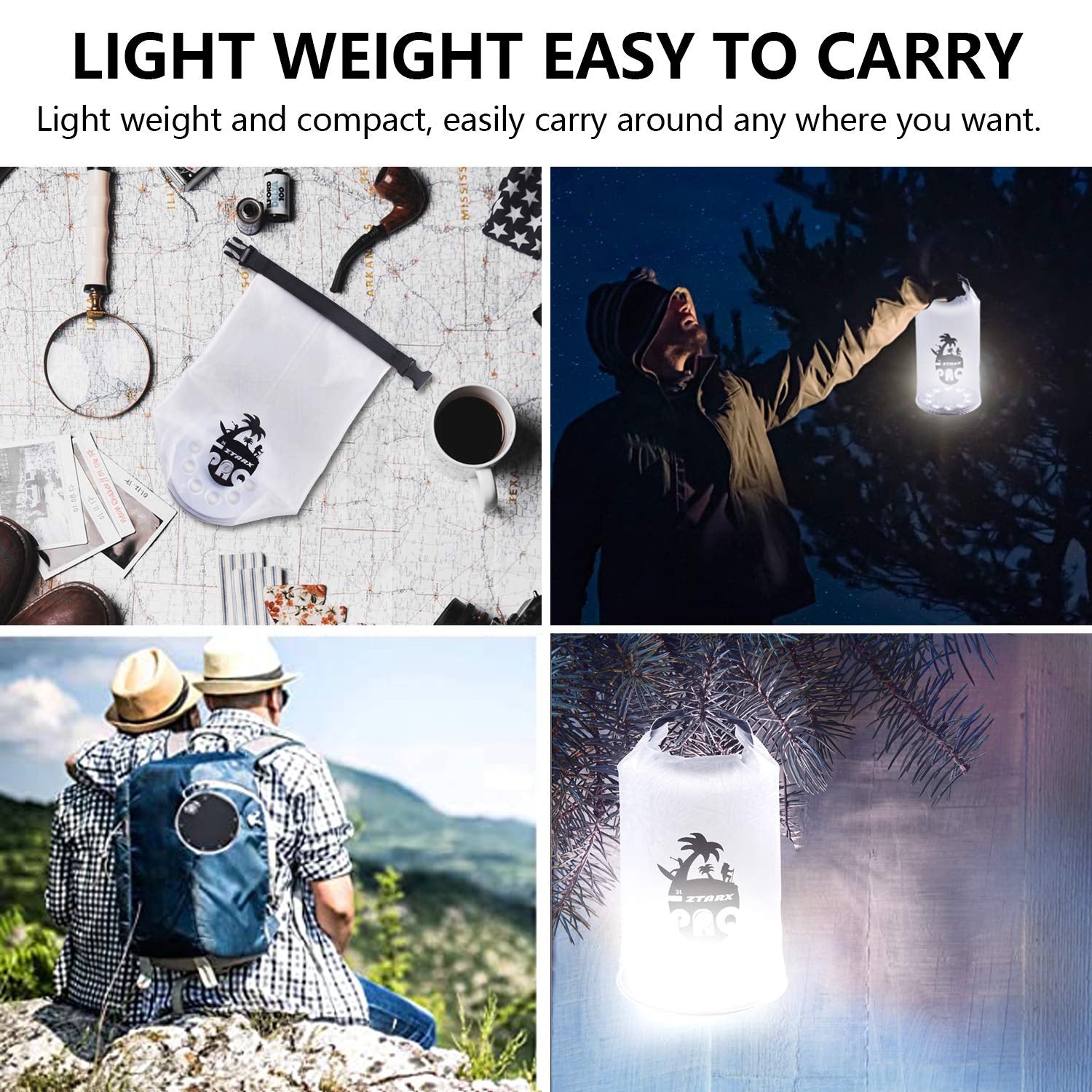 ZTARX Multifunctional Two-Sides White LED Hand Dry Bag Lantern: V03-TPU-D02