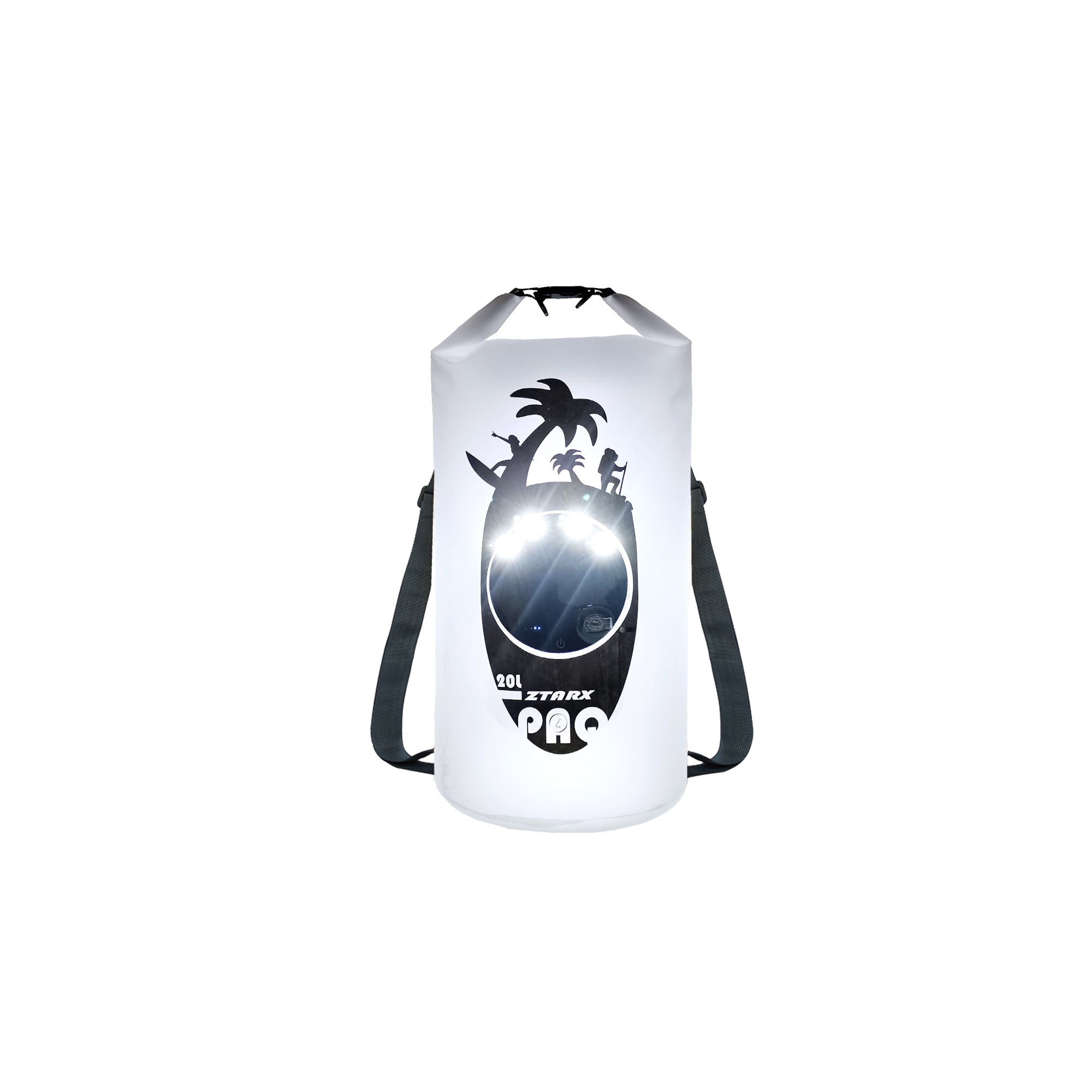 Ztarx V20-TP3-D04: Waterproof Backpack Dry Bag with Power Bank and Lighting