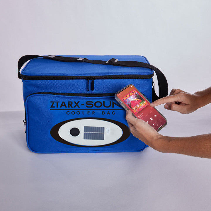 ZTARX S20-PO1-R02 Waterproof Solar&USB Charging Cooler Bag with Bluetooth Speaker & LED Lights & Power Bank (Blue) - S20-PO1-R02