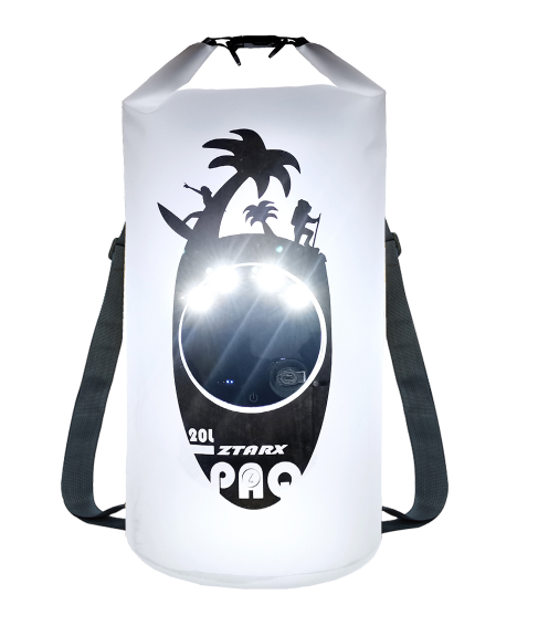 Ztarx V20-TP3-D04: Waterproof Backpack Dry Bag with Power Bank and Lighting