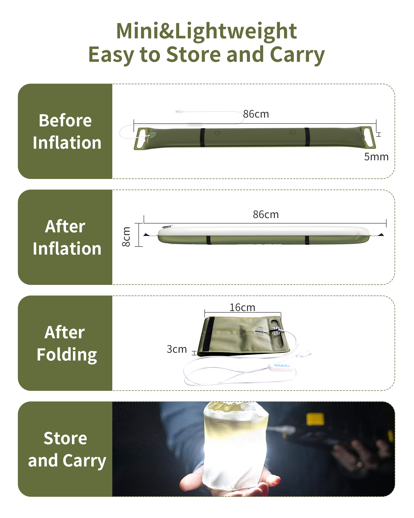 Ztarx T90 USB Cable control Inflatable LED Camping Light with Patented Design