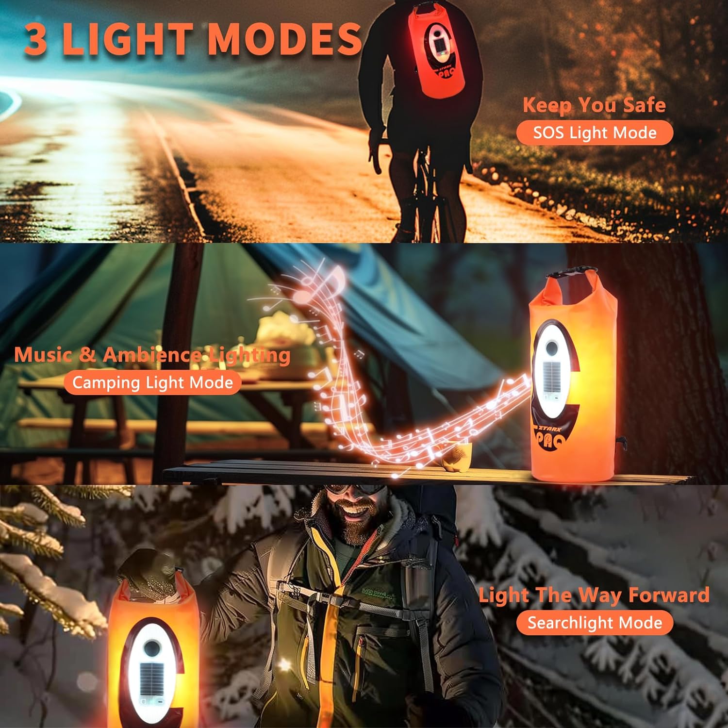 Ztarx S10-CY3-R02 Music Dry Bag Pack Bag (Orange)