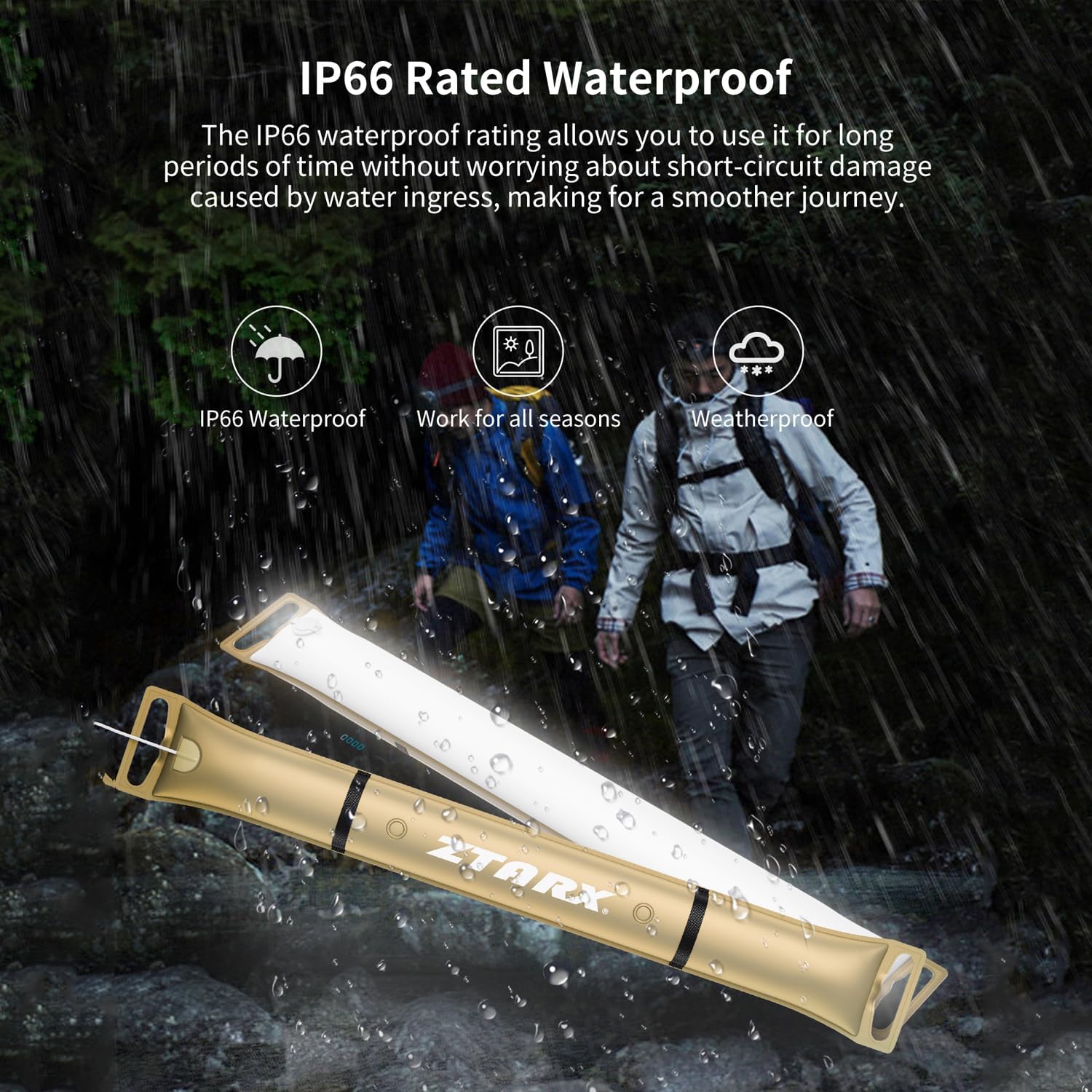 Ztarx Tube-1.0-90K: USB Charging Inflatable LED Camping Light with Patented Design(khaki)