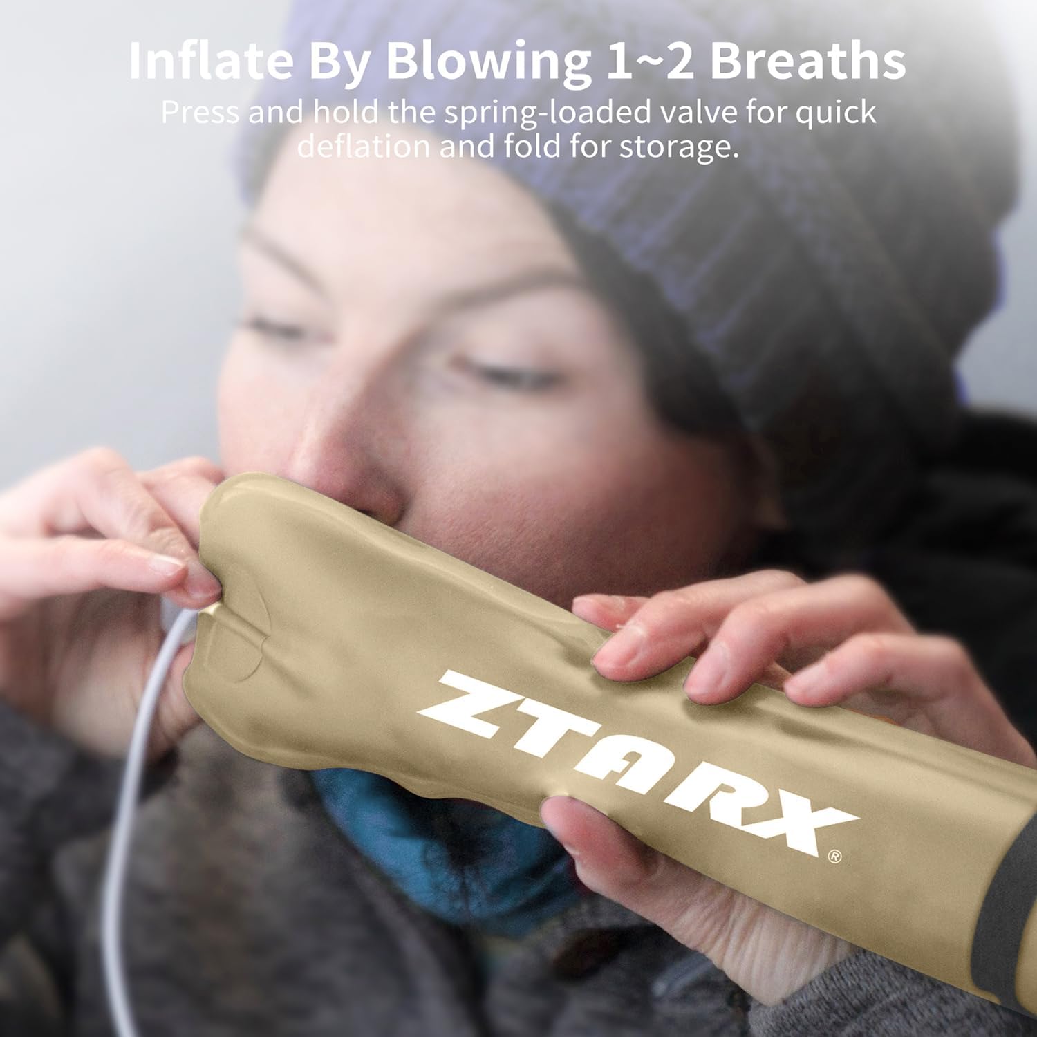 ZTARX Tube-S2.0 (khaki)Solar & USB Charging Inflatable LED Tube: Versatile Lighting for Outdoor Adventures