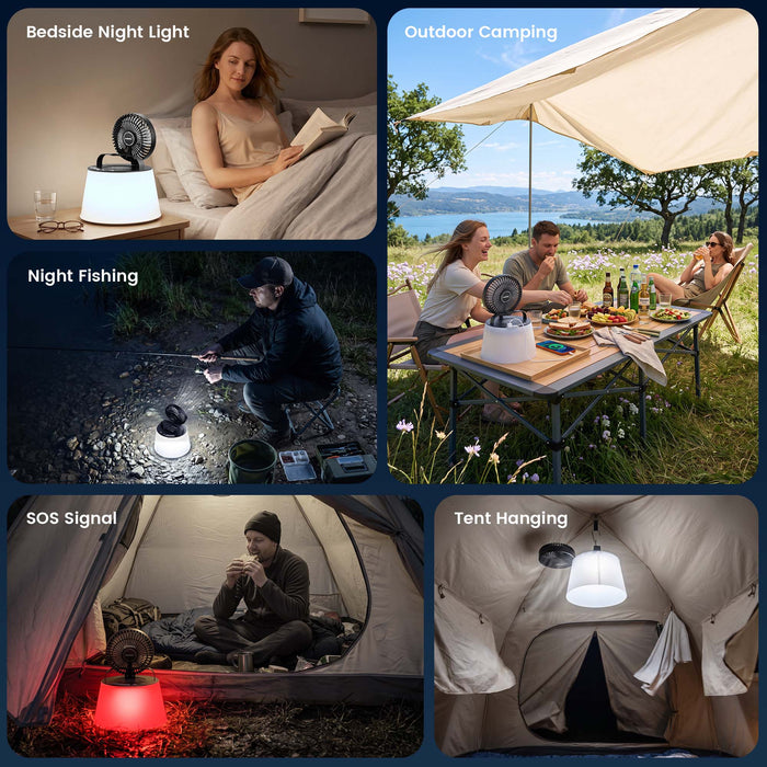 ZTARX Foldable Camping Fan With LED Lantern Portable Camping Gear