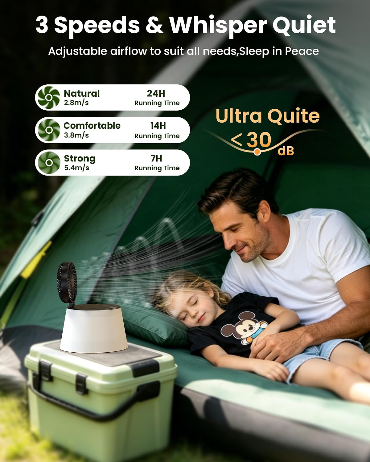 ZTARX Foldable Camping Fan With LED Lantern Portable Camping Gear