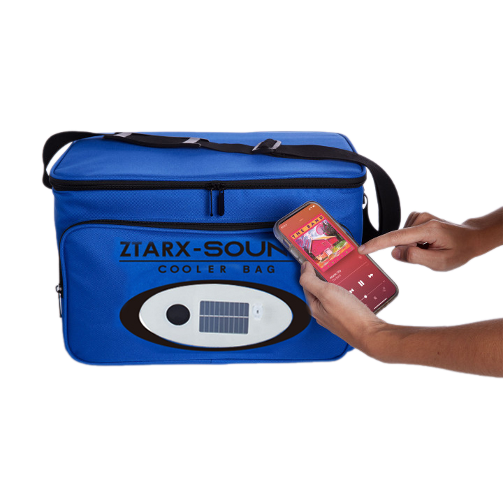 ZTARX S20-PO1-R02 Waterproof Solar&USB Charging Cooler Bag with Bluetooth Speaker & LED Lights & Power Bank (Blue) - S20-PO1-R02