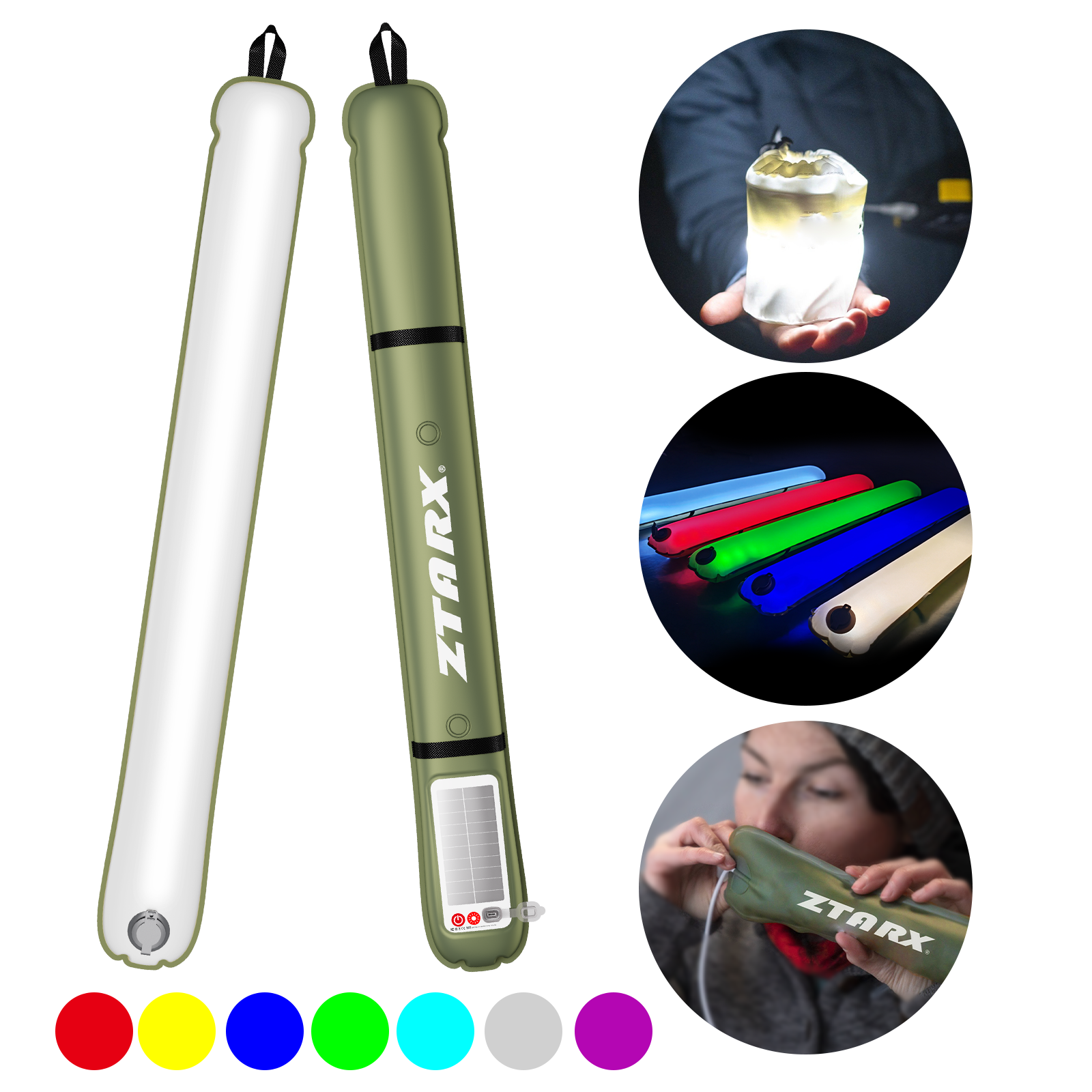 Ztarx Tube-A2.0-86 Rainbow LED Tube with Solar & USB Charging Built-in Battery