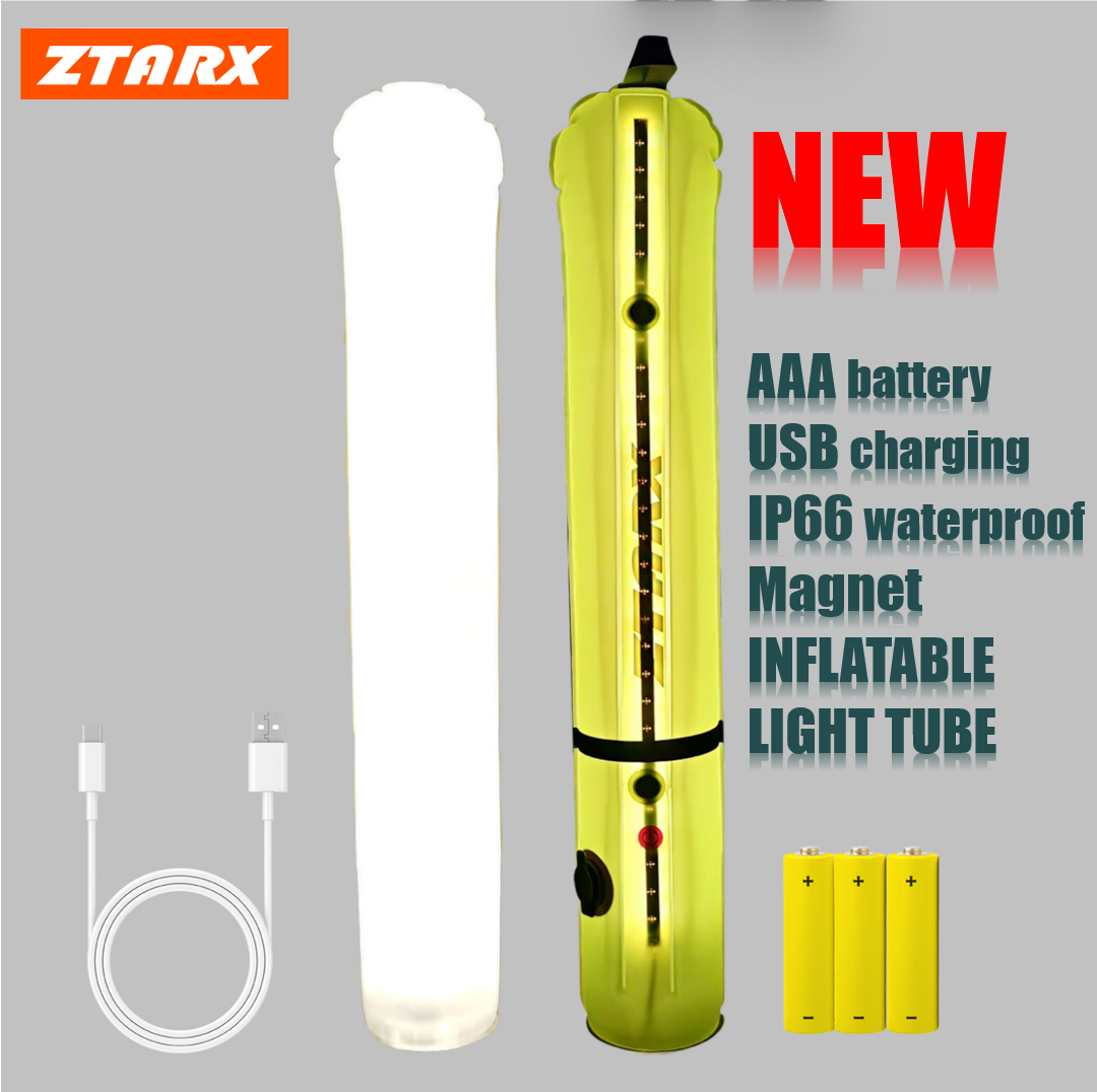 ZTARX USB Charging & AAA Battery Inflatable LED Tube for Camping