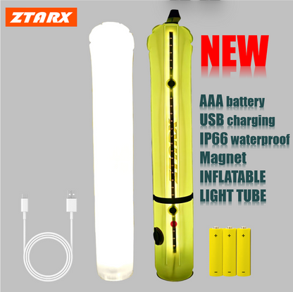 ZTARX USB Charging & AAA Battery Inflatable LED Tube for Camping