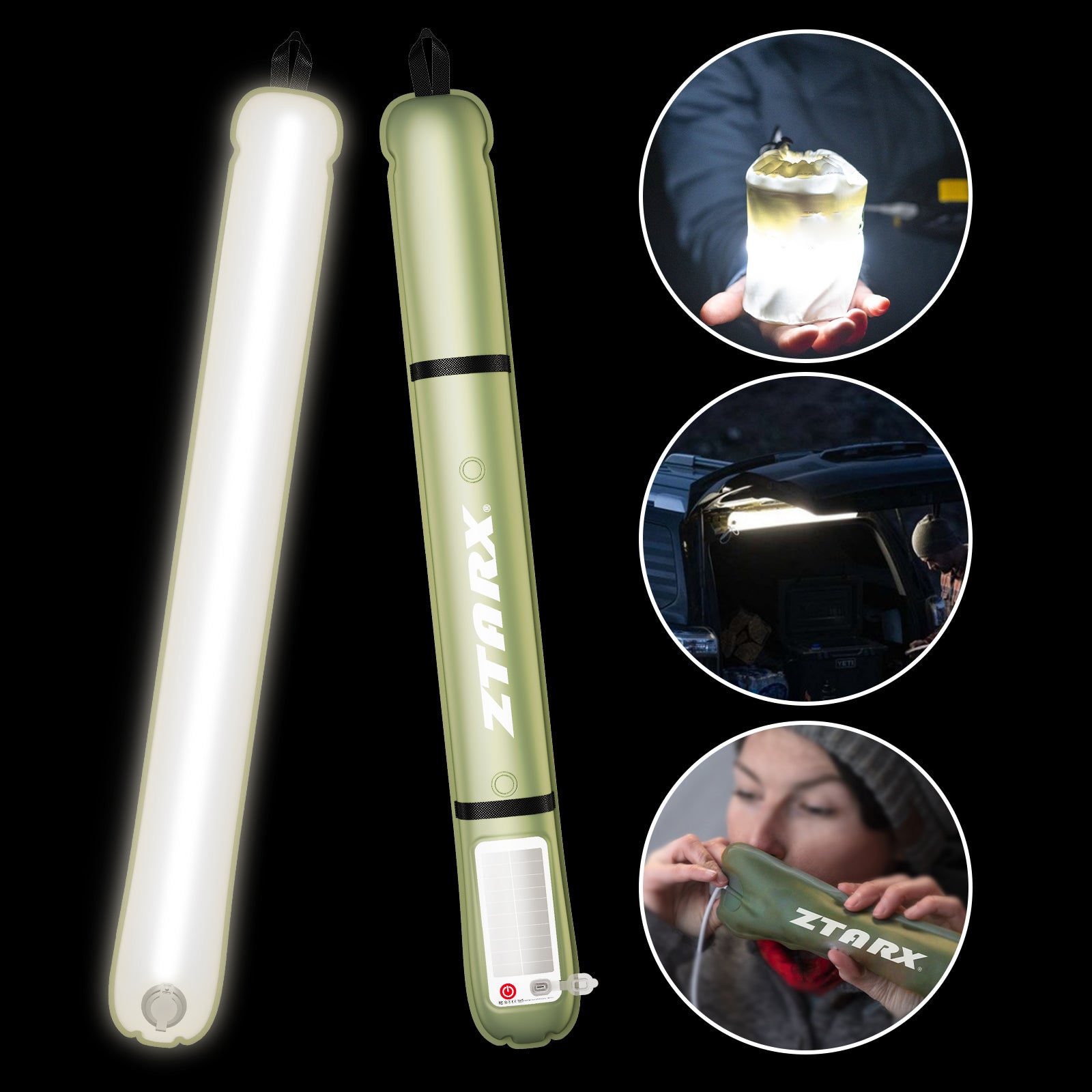 ZTARX Tube-S2.0 Solar & USB Charging Inflatable LED Tube: Versatile Lighting for Outdoor Adventures