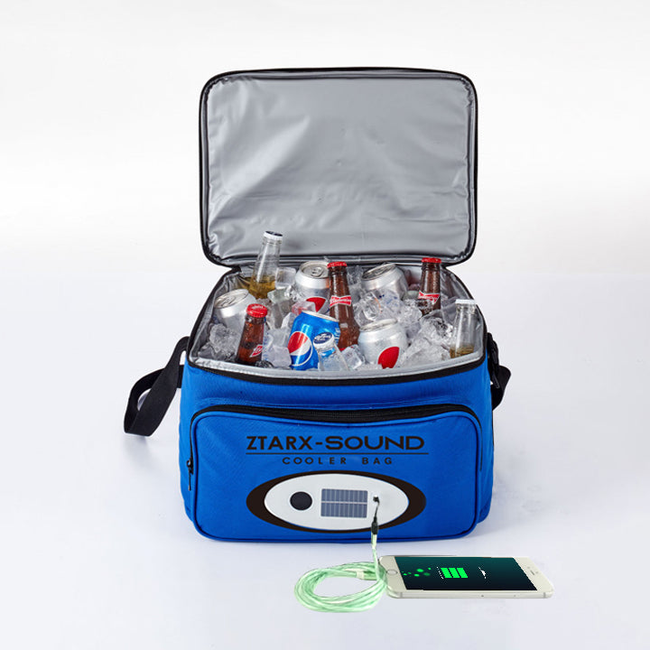 ZTARX S20-PO1-R02 Waterproof Solar&USB Charging Cooler Bag with Bluetooth Speaker & LED Lights & Power Bank (Blue) - S20-PO1-R02