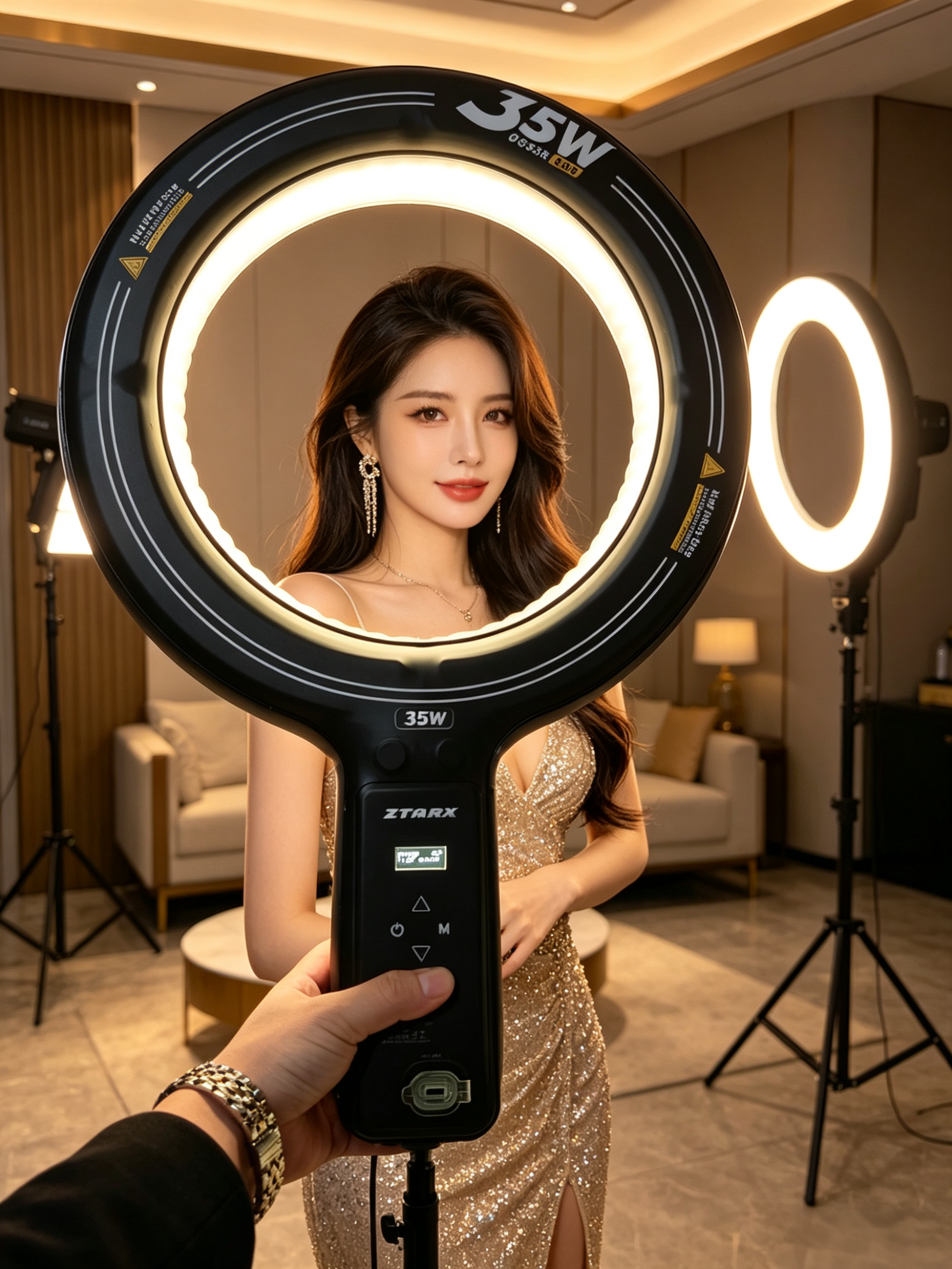 ZTARX Newest Battery Built-in Inflatable Ring Light GC35-R for Photography and Live Streaming