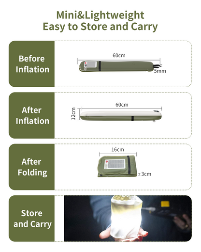 ZTARX S60 Solar & USB Charging Inflatable LED Tube: Versatile Lighting for Outdoor Adventures