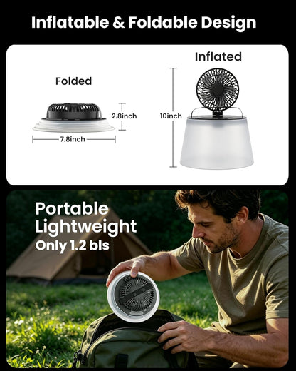 ZTARX Foldable Camping Fan With LED Lantern Portable Camping Gear