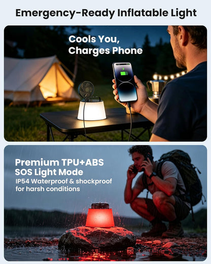 ZTARX Foldable Camping Fan With LED Lantern Portable Camping Gear