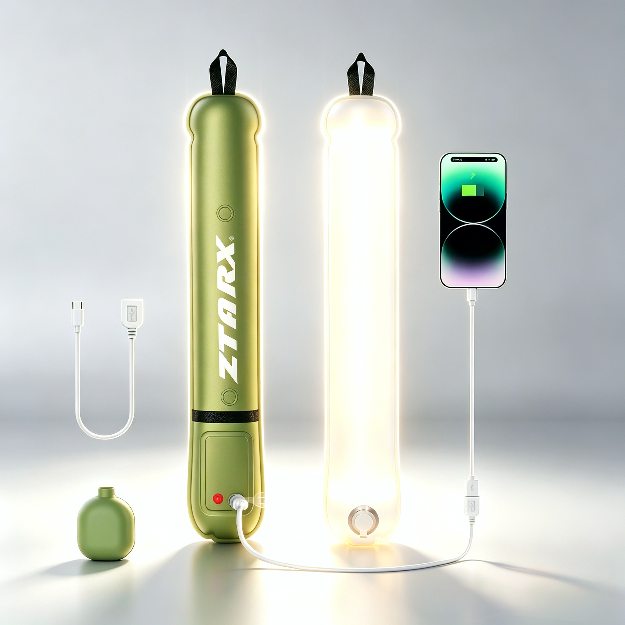 Ztarx Tube-B2.0 Inflatable LED Camping Light: USB Charging, Stepless Dimming, and Waterproof Design