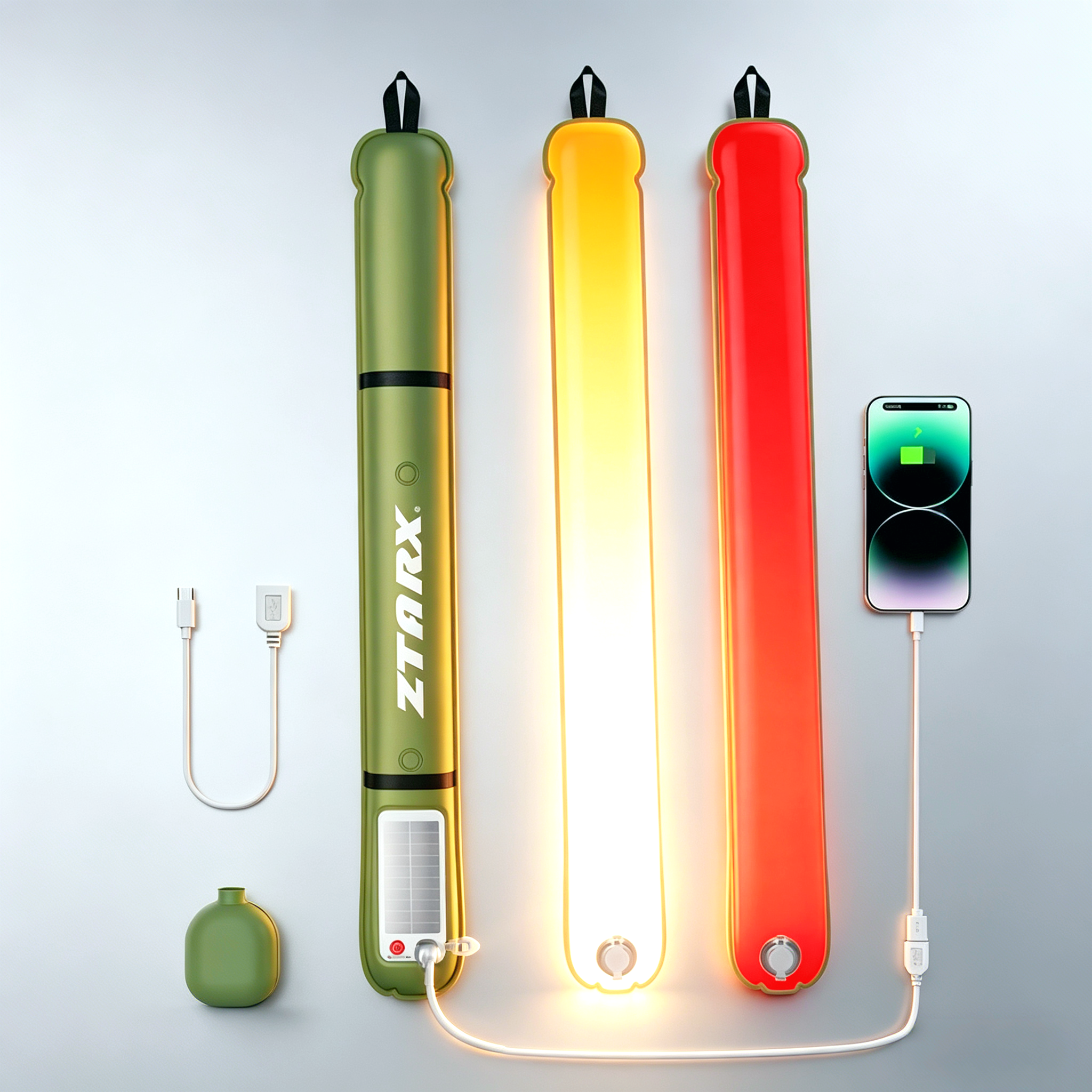 ZTARX Solar & USB Charging Inflatable LED Tube for Outdoor Adventures