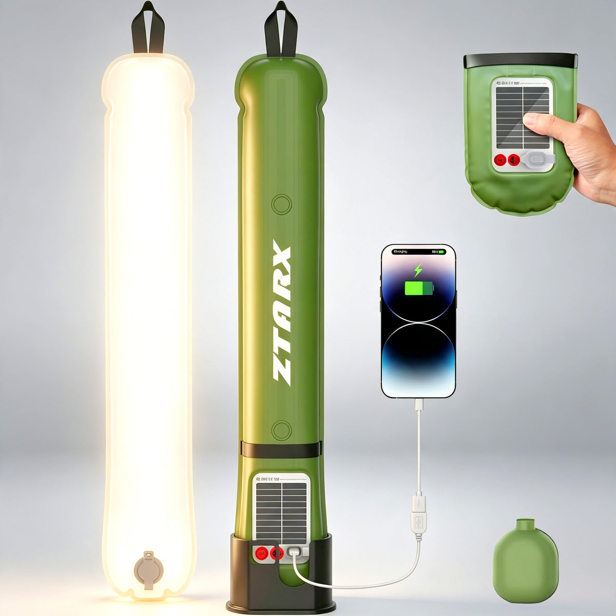 ZTARX S60 Solar & USB Charging Inflatable LED Tube: Versatile Lighting for Outdoor Adventures